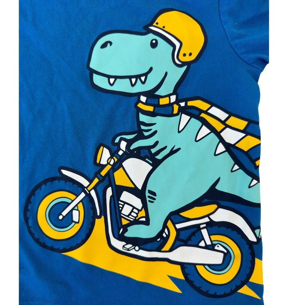 The Children's Place Boys Blue Dinosaur Motorcycle Graphic T-Shirt 3T